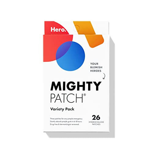 Mighty Patch™ Variety Pack from Hero Cosmetics - Hydrocolloid Acne Pimple Patches for Covering Zits and Blemishes, Spot Stickers for Face and Skin, Korean Skin Care, 26 ct | Amazon (US)