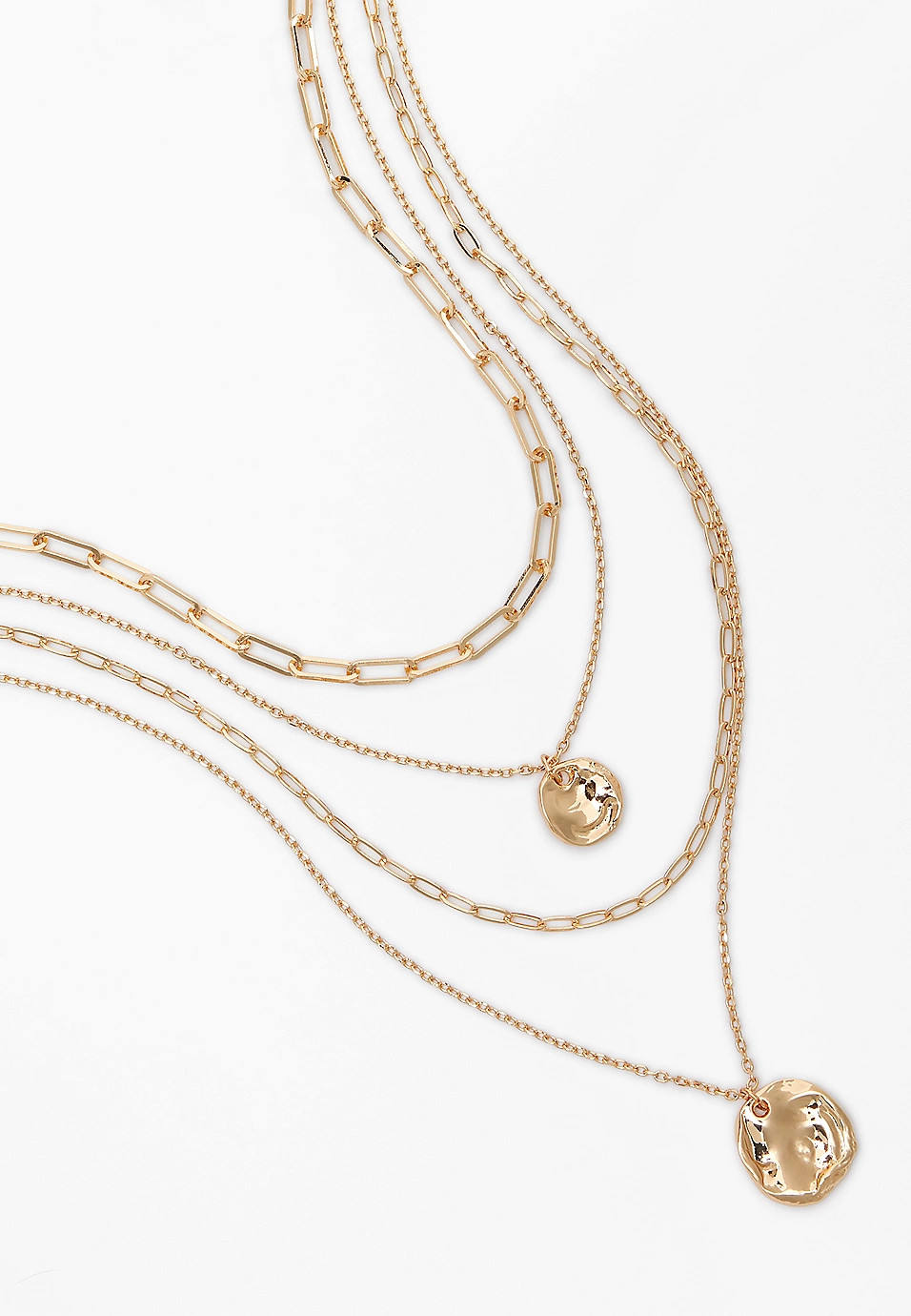 Gold Hammered Coin Pendant Layered Necklace | Maurices