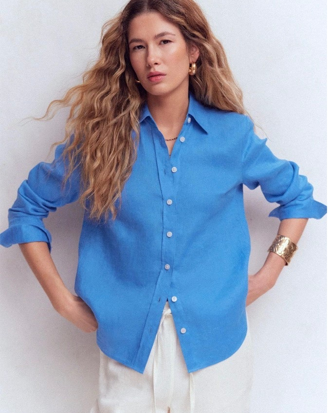 Stunning linen blouse great for transitional weather now 15% off