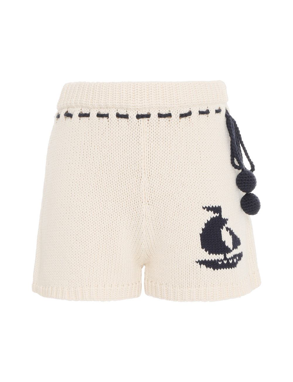 Knitwear-High Tide Knit Shorts-Cream/Navy-0-Zimmermann | ZIMMERMANN (US, CA, EU, MENA)