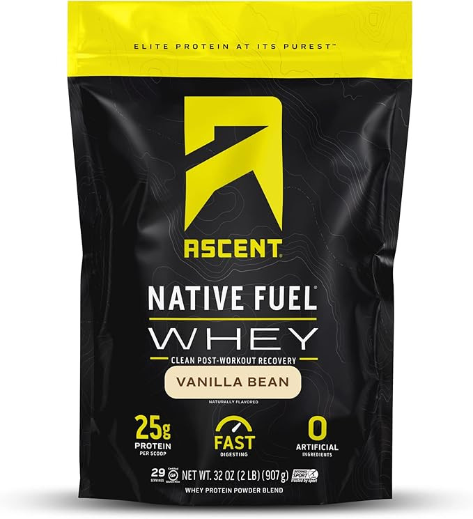 Ascent 100% Whey Protein Powder, Vanilla Bean 2 lb - Post Workout Whey Protein Isolate, Zero Arti... | Amazon (US)