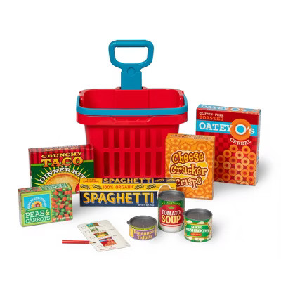 Melissa & Doug Fill and Roll Grocery Basket Play Set With Play Food Boxes and Cans - 11pc | Target