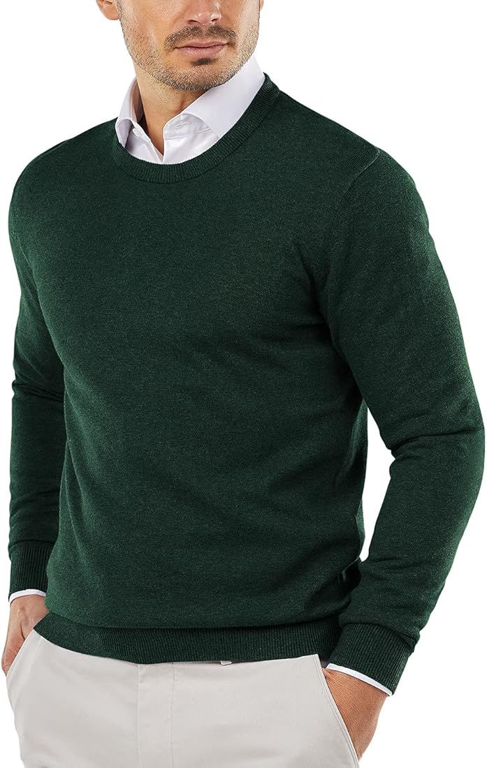 COOFANDY Men's Crew Neck Sweater Slim Fit Lightweight Sweatshirts Knitted Pullover for Casual Or Dre | Amazon (US)
