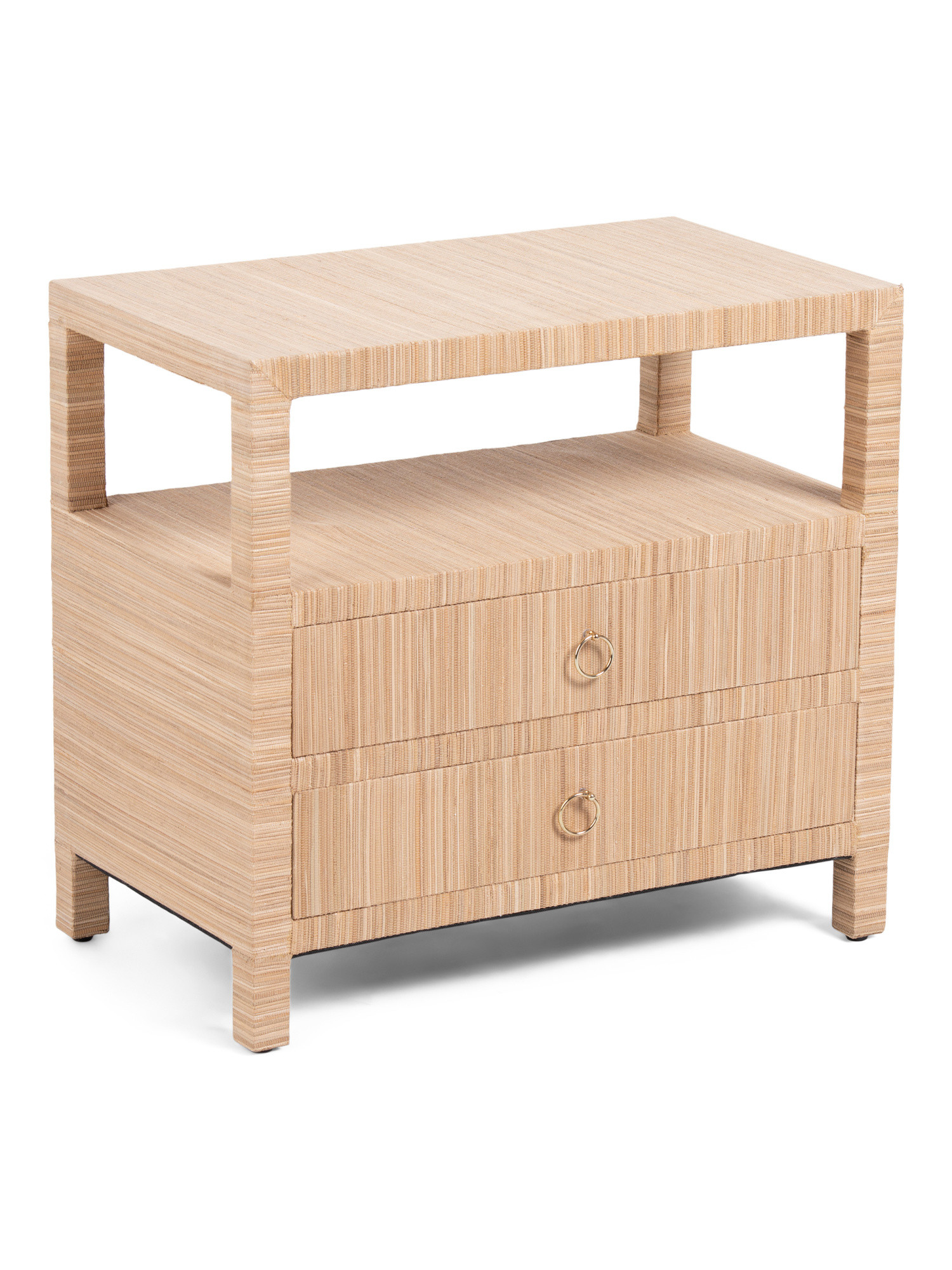 28x26 2 Drawer Woven Raffia Side Table | Marshalls