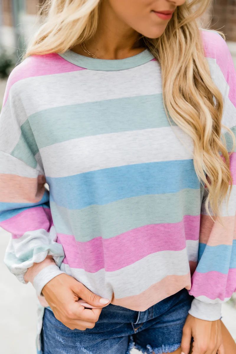 Chase Your Desire Striped Pullover Pink FINAL SALE | The Pink Lily Boutique