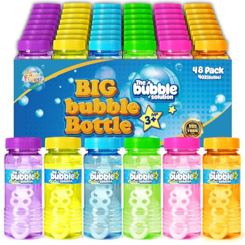 48 Pcs Bubble Bottles with Wand,Bubbles Party Favors for Kids,Summer Toys, Blow Bubbles Solution Novelty Toy, Party Favors, Birthday Party Supplies, Outdoor & Indoor Activity,4oz,6 Colors | Amazon (US)