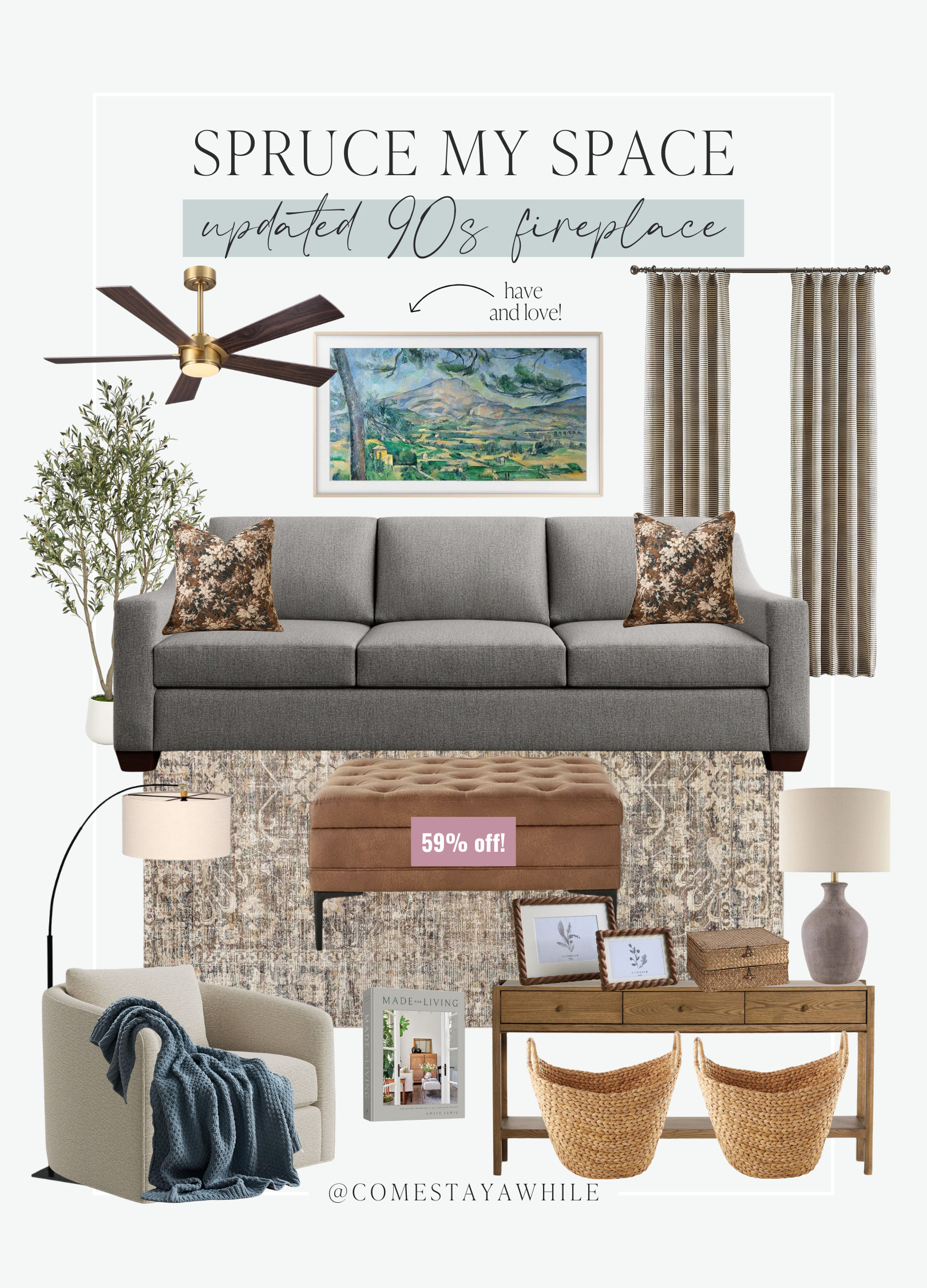 This week on Spruce My Space, I showed you how I would update a 90s fireplace to be the focal point of your living room.

Living Room | Transitional Modern | Cottage Core | Fireplace | Neutral Furnishings

Come Stay Awhile, Amanda Vernaci, Spruce My Space 

 #LTKHome