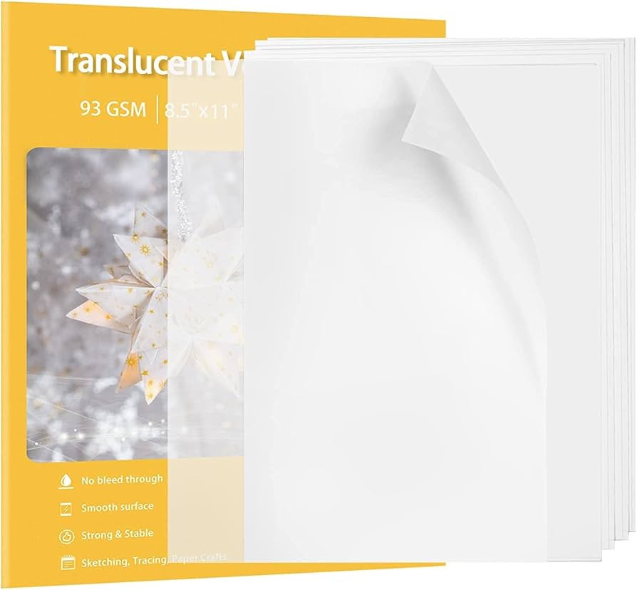 Vellum Paper Translucent Printable 110 Sheets 8.5x11 Inches for Wedding Invitations,Scrapbook Pro... | Amazon (US)
