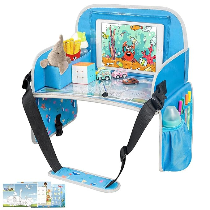 Kids Travel Tray, Car Seat Tray for Kids Travel, Toddler Essentials Girls with Tablet Holder, Roa... | Amazon (US)