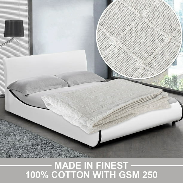 Shop LC 100% Cotton Ivory Throw Blanket Woven Checker Pattern Super Soft Breathable Lightweight 6... | Walmart (US)