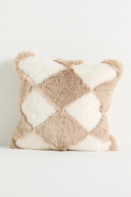 Chella Checkered Faux Fur Pillow | Anthropologie (US)
