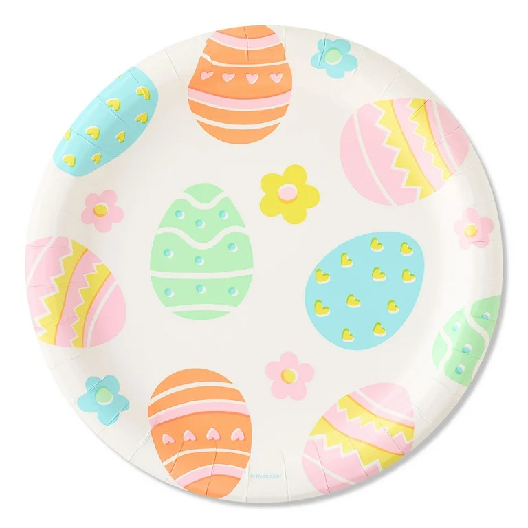 Multicolor Eggs and Flowers Disposable Paper Plates, 9", 8 Count, Easter by Way To Celebrate | Walmart (US)