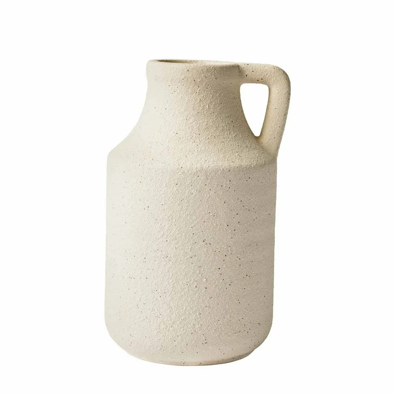 Better Homes & Gardens 9" Textured Natural Ceramic White Jug Vase | Walmart (US)