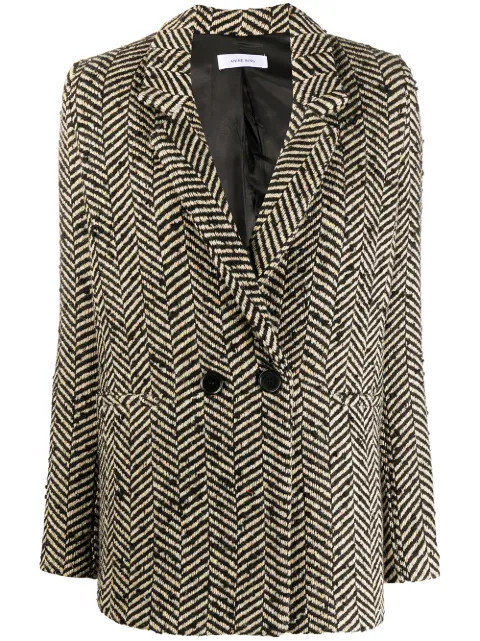 ANINE BING double-breasted Fishbone Blazer - Farfetch | Farfetch Global