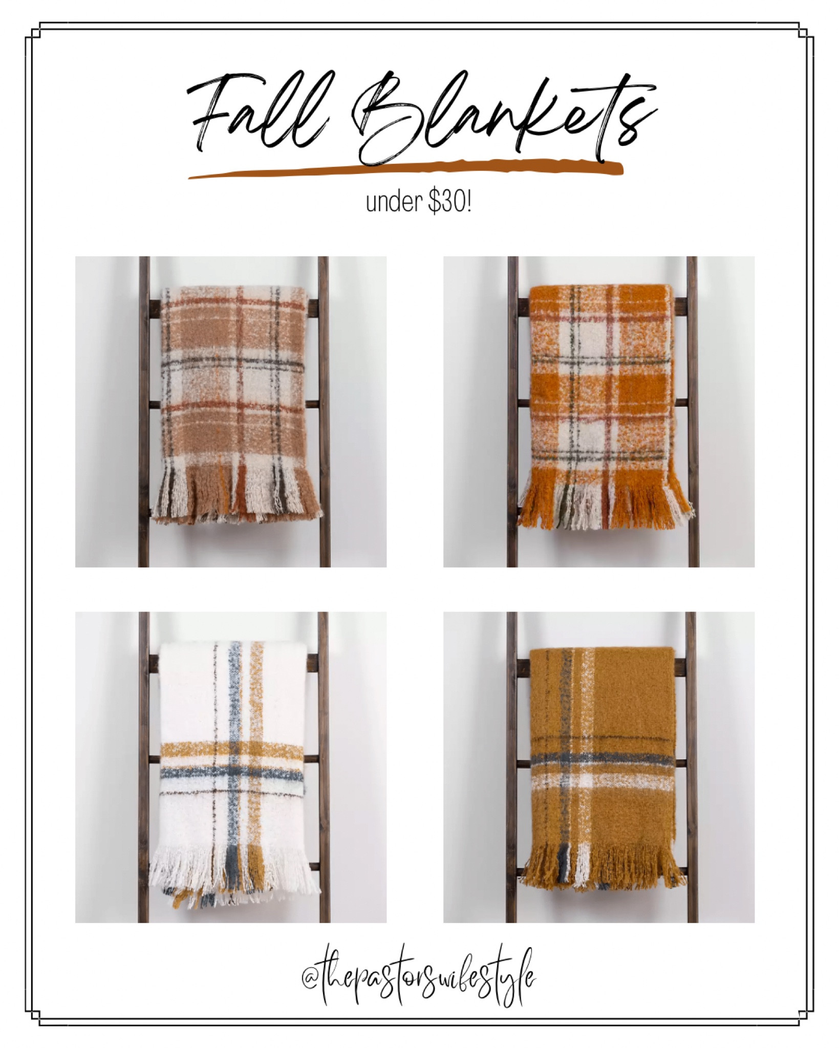 These cozy fall blankets are on sale right now for less than $30! I love to give these as gifts with fall candles or soaps wrapped up with jute or ribbon - they make for a perfect fall birthday gift! 🍁🍂

Tags:
Kirkland’s blankets
Fall blankets
Fall throws
Fall home decor
Fall den
Birthday gifts for her
Gifts under $30
Sale


#LTKstyletip #LTKSeasonal #LTKsalealert