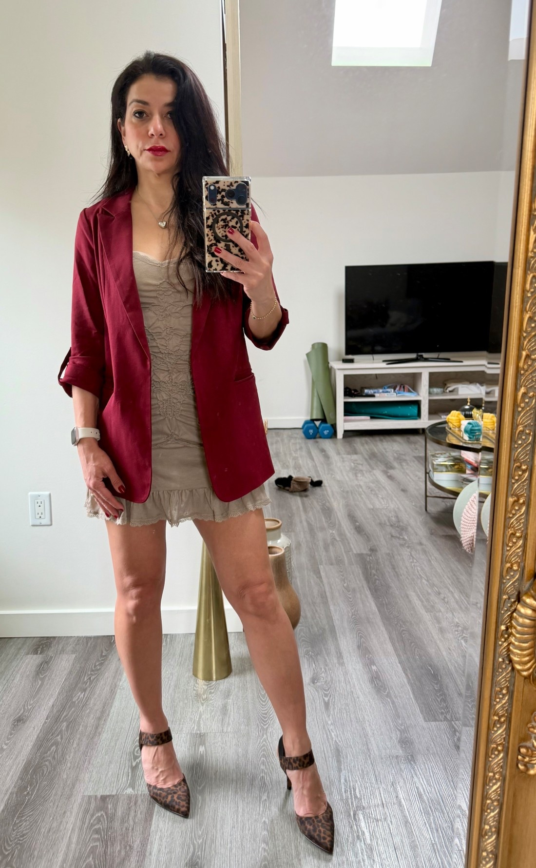 A burgundy blazer a slip dress and leopard heels for Friday😍 Recreate the look below - xoxo

#LTKSaleAlert #LTKootd #LTKSpringSale