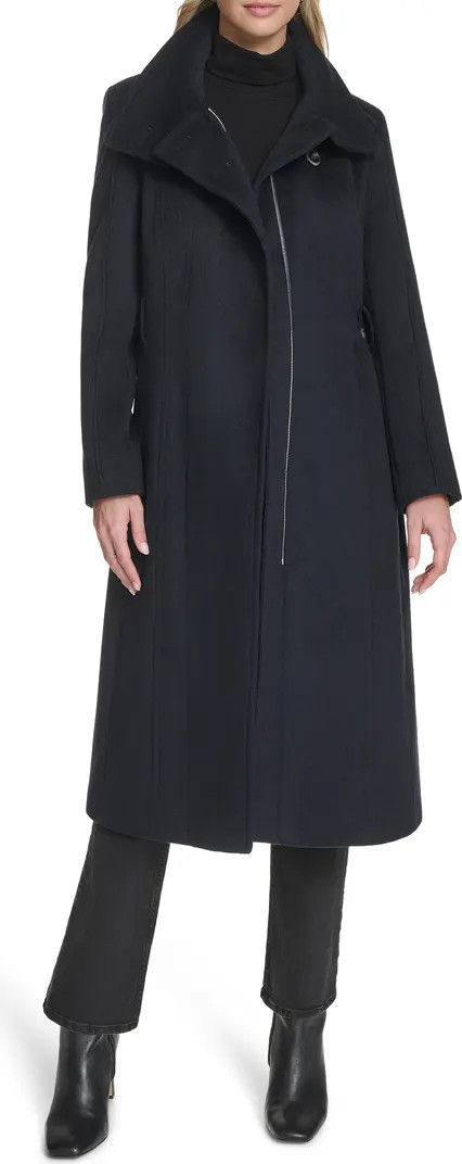 Slick Asymmetric Zip Wool Blend Coat | Nordstrom