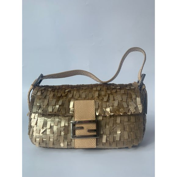 Fendi Baguette in Gold sequins and python leather | Poshmark