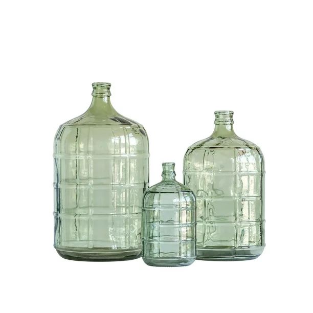 Creative Co-Op Large Transparent Green Vintage Reproduction Glass Bottle with Embossed Windowpane... | Walmart (US)