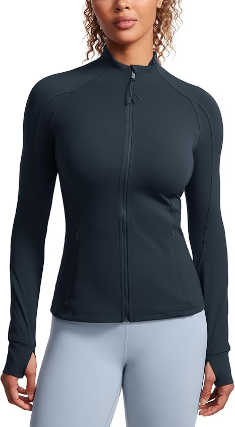 CRZ YOGA Butterluxe Women's Full Zip Workout Jackets Slim Fit Sports Running Gym Jacket with Thum... | Amazon (UK)