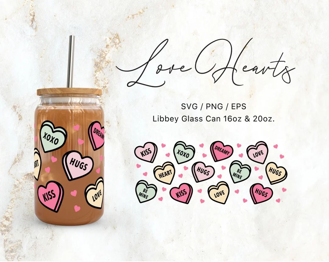 Libbey Glass 16oz  20oz Love Hearts Svg Files for Cricut & - Etsy | Etsy (US)