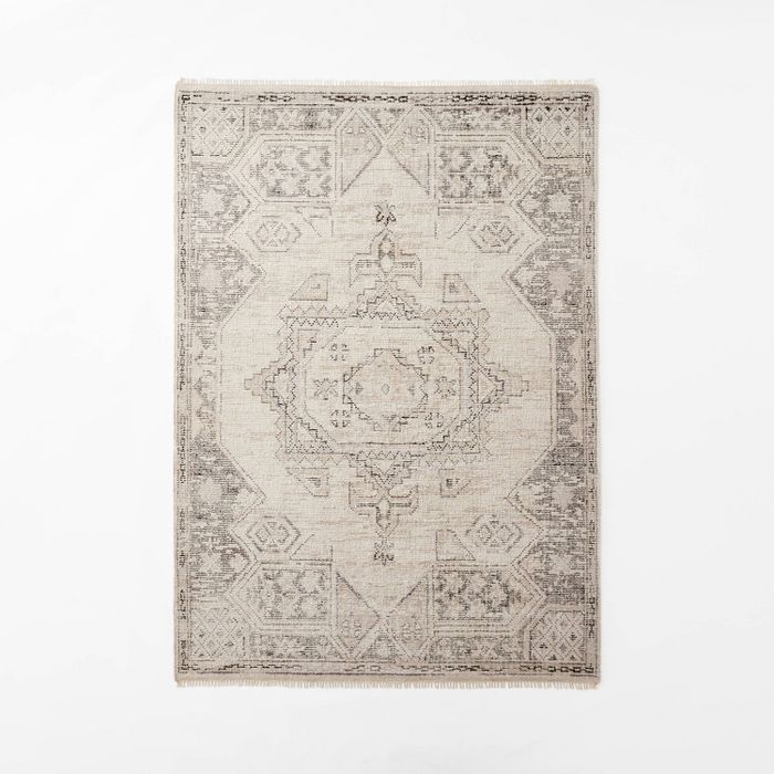 7&#39;x10&#39; Knolls Authentic Hand Knotted Distressed Persian Style Rug Ivory - Threshold&#8482... | Target