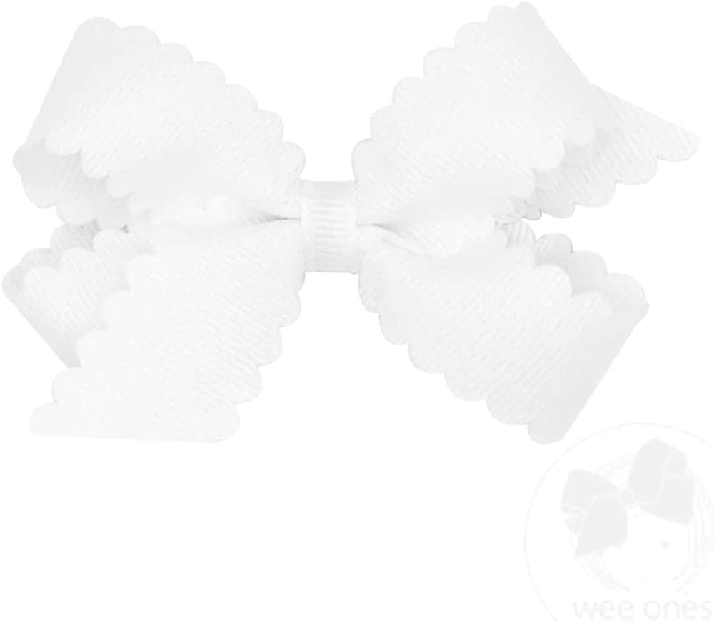 Wee Ones Girls' Classic Grosgrain Hair Bow with Scalloped Edges and Plain Wrap Center on a WeeSta... | Amazon (US)