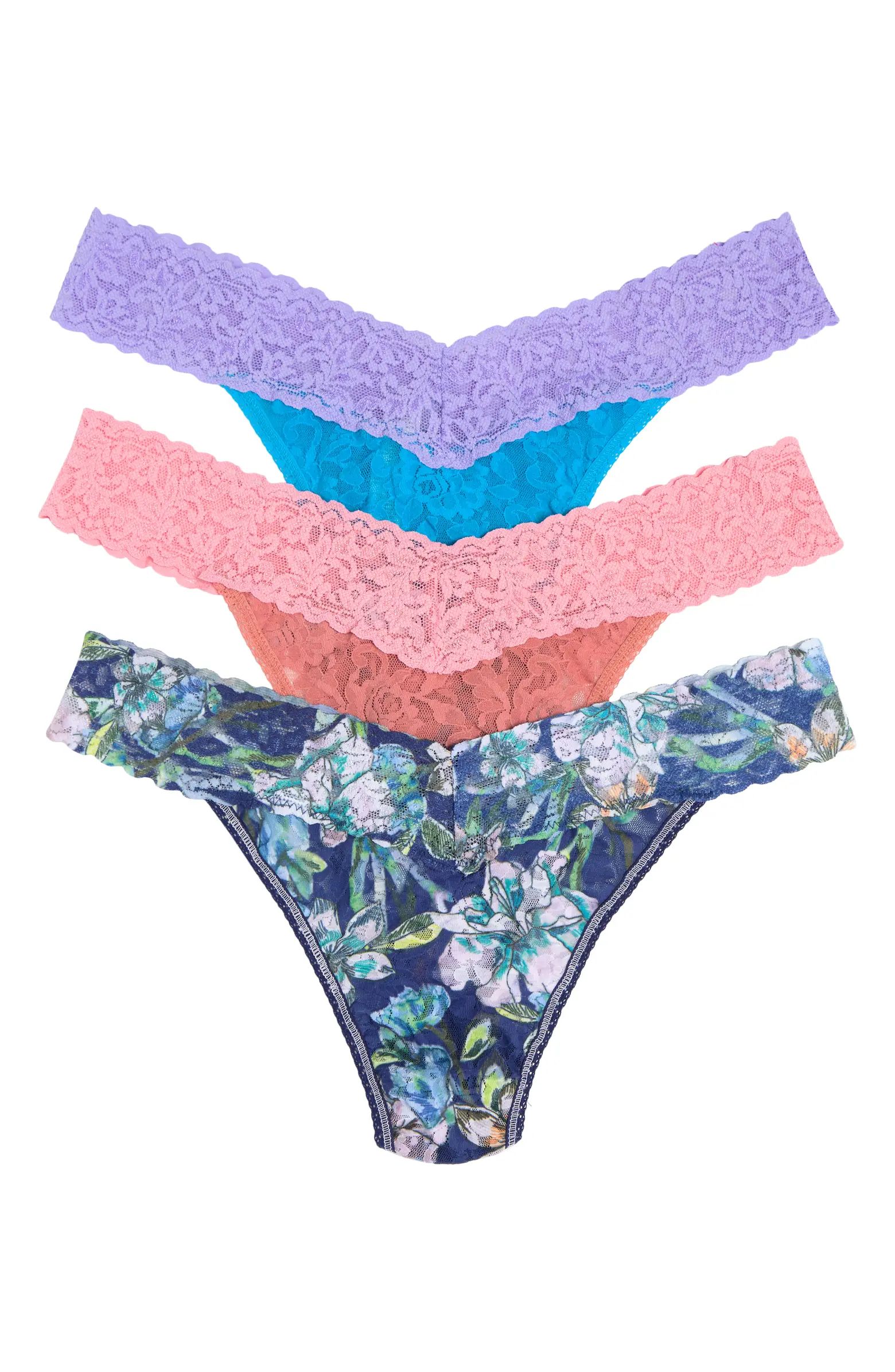 Original Rise Stretch Lace Thong Panties - Pack of 3 | Nordstrom Rack