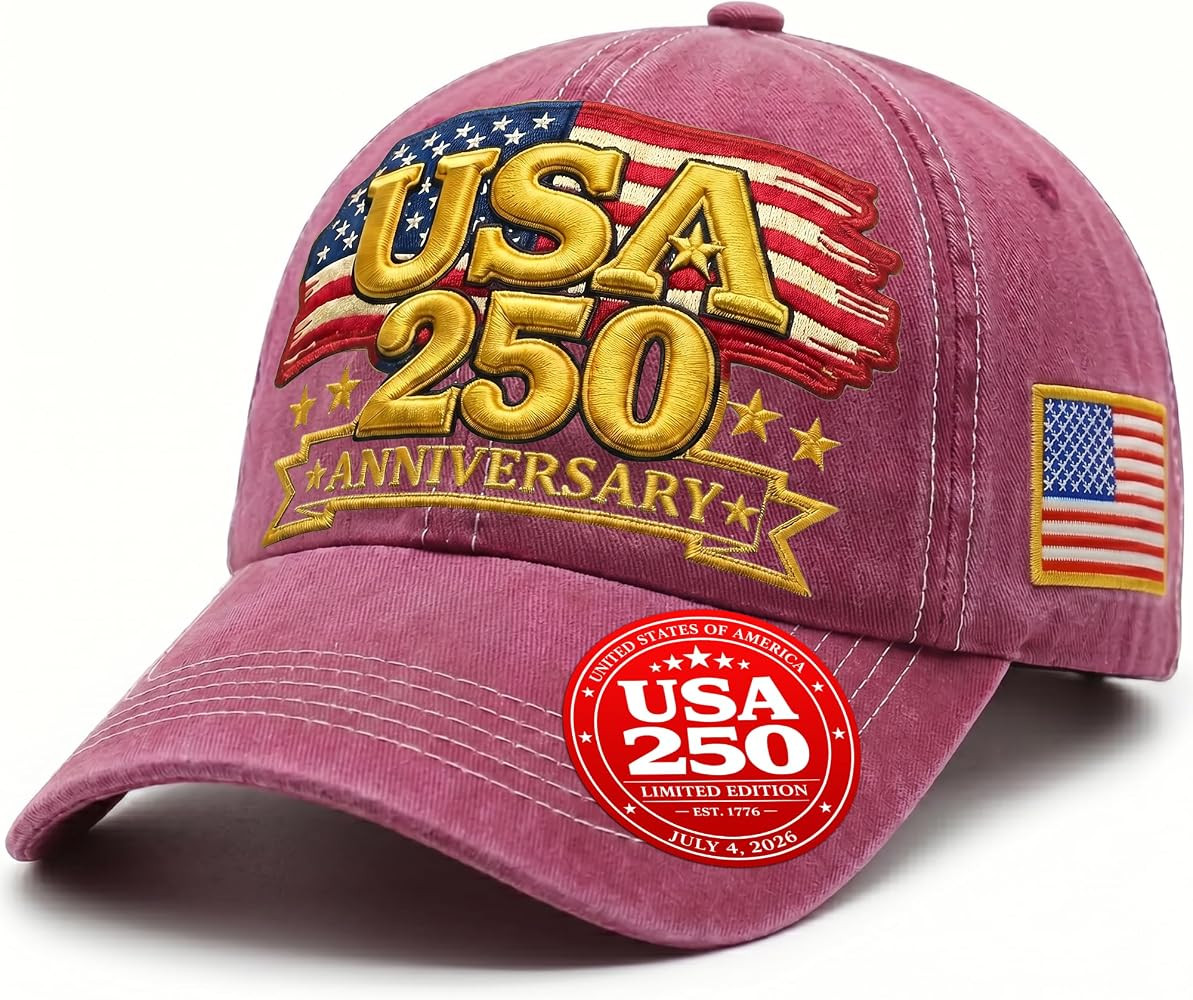 250th Anniversary USA Hat | Gold USA Flag | America 250 Anniversary Distressed Baseball Cap, 6-Pa... | Amazon (US)