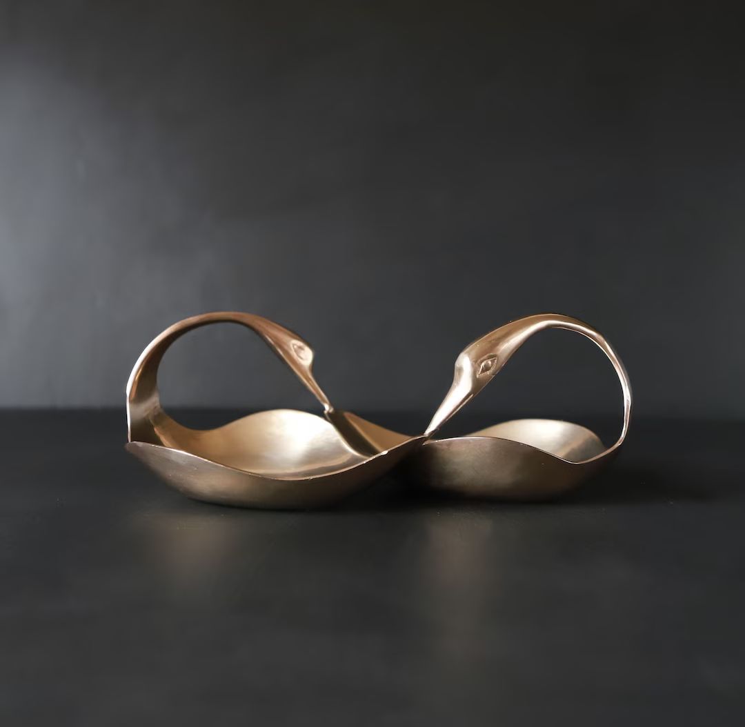 Swan Trinket Tray Brass Candy Dish Jewelry Holder Elegant - Etsy | Etsy (US)