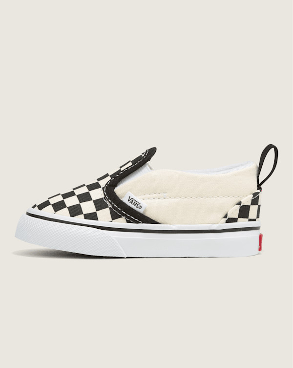 Vans Toddler Classic Slip-On V Checkerboard Shoes (Black / White) - 7.0 | Vans (US)