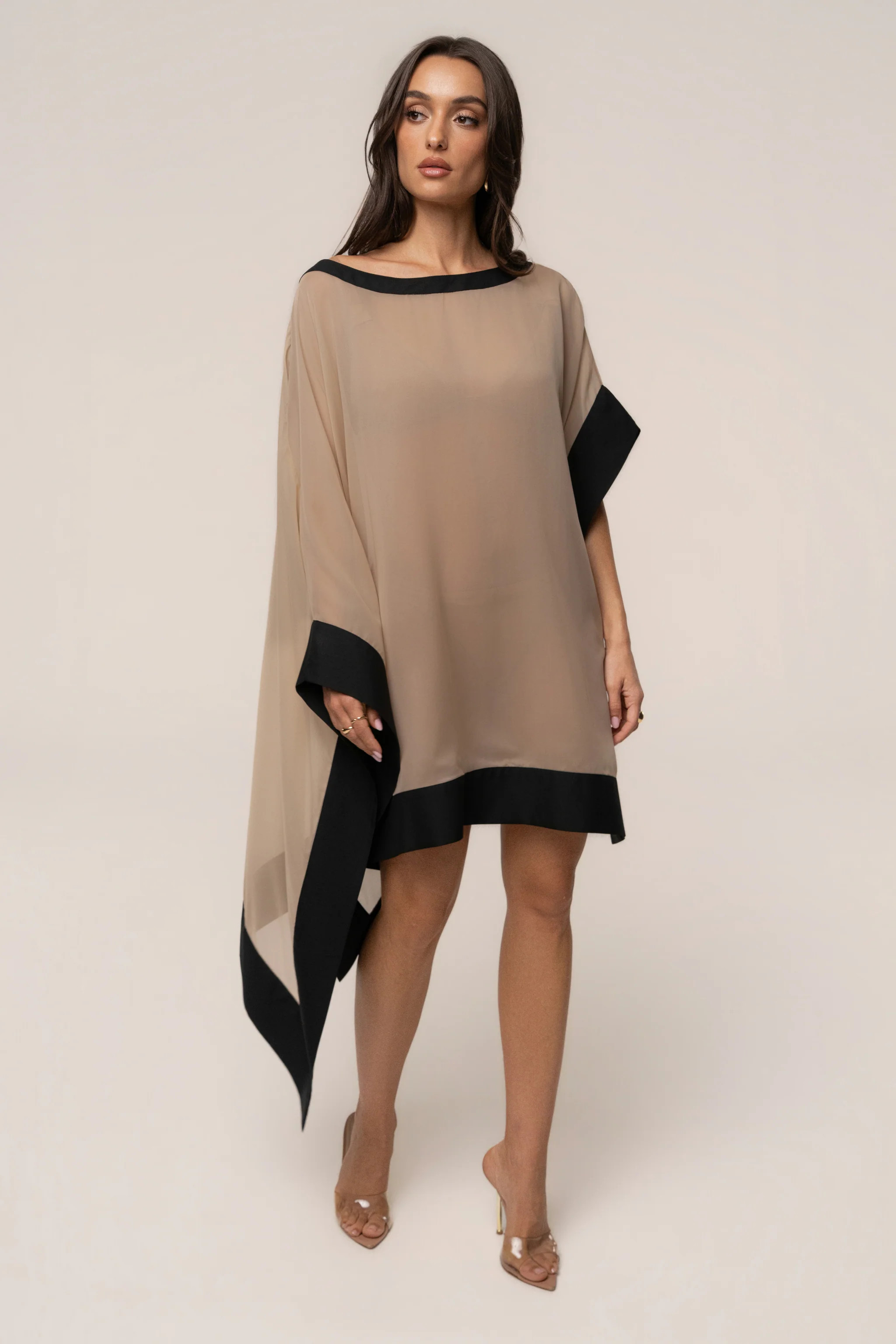 Beige Lysette Contrast Top | JLUXLABEL US