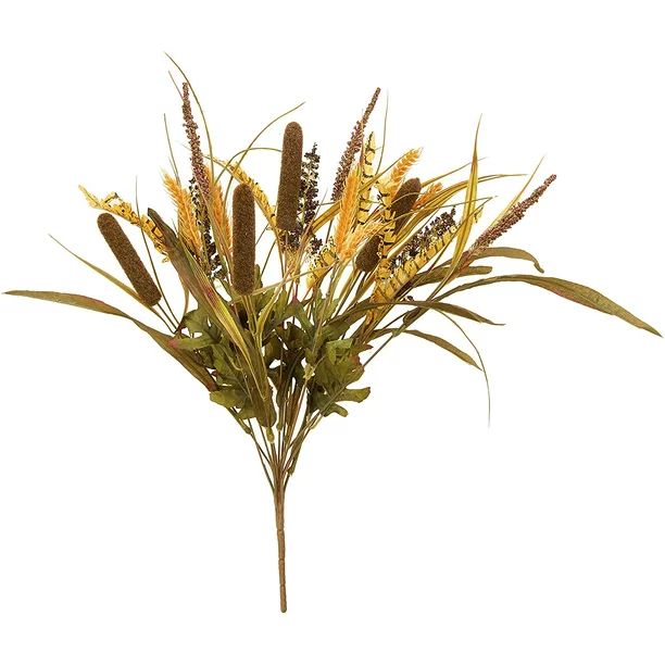 Admired By Nature 14 Stems Artificial Cattail Wheat Fall Harvest Mix Bush Home, Office, Hotel and... | Walmart (US)