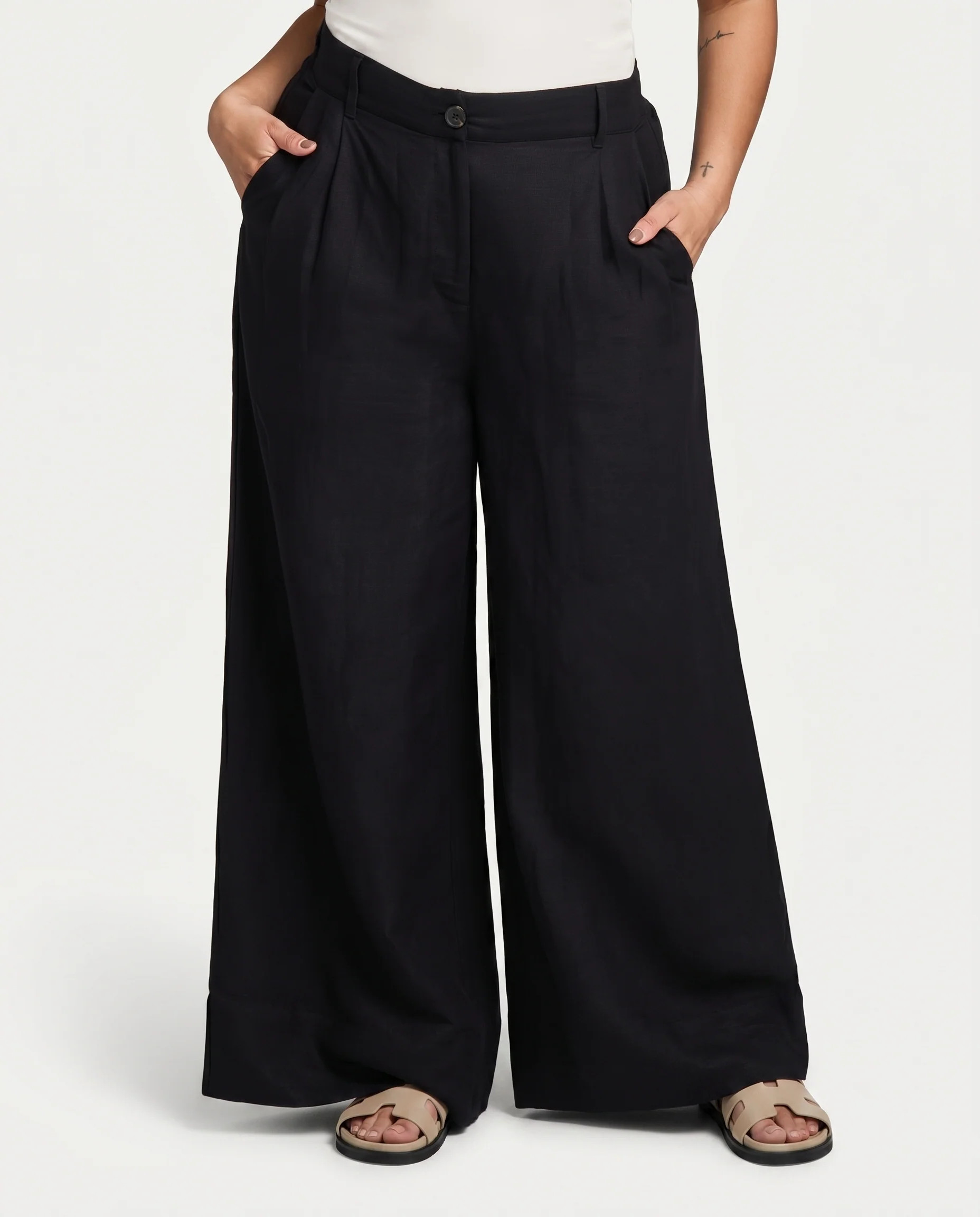 Womens Resort Linen Wide Leg Trouser | HERA Clothing