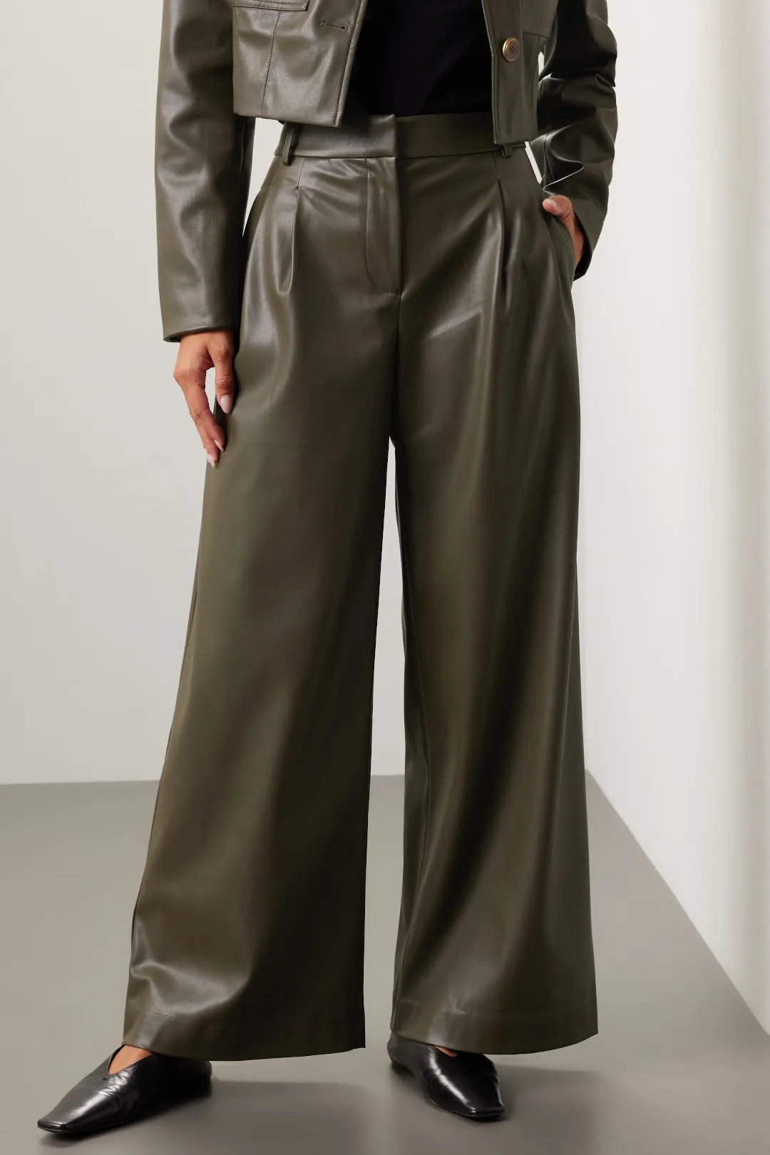 Saunders x RTR Olive Faux Leather Pants | Rent the Runway