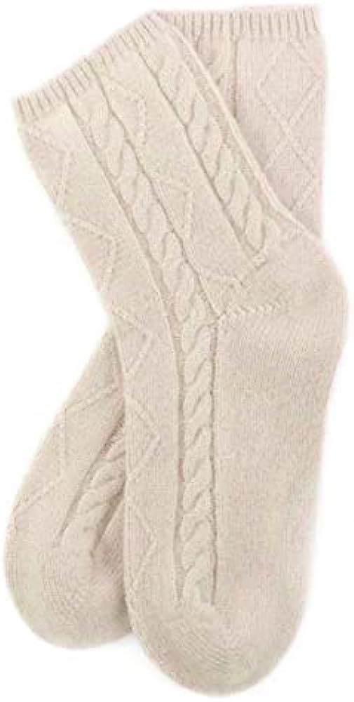 Karen Thomas 100% Pure 3ply Cashmere Softest Sleep Socks Cozy Cable Knit Luxury Fashion | Amazon (US)