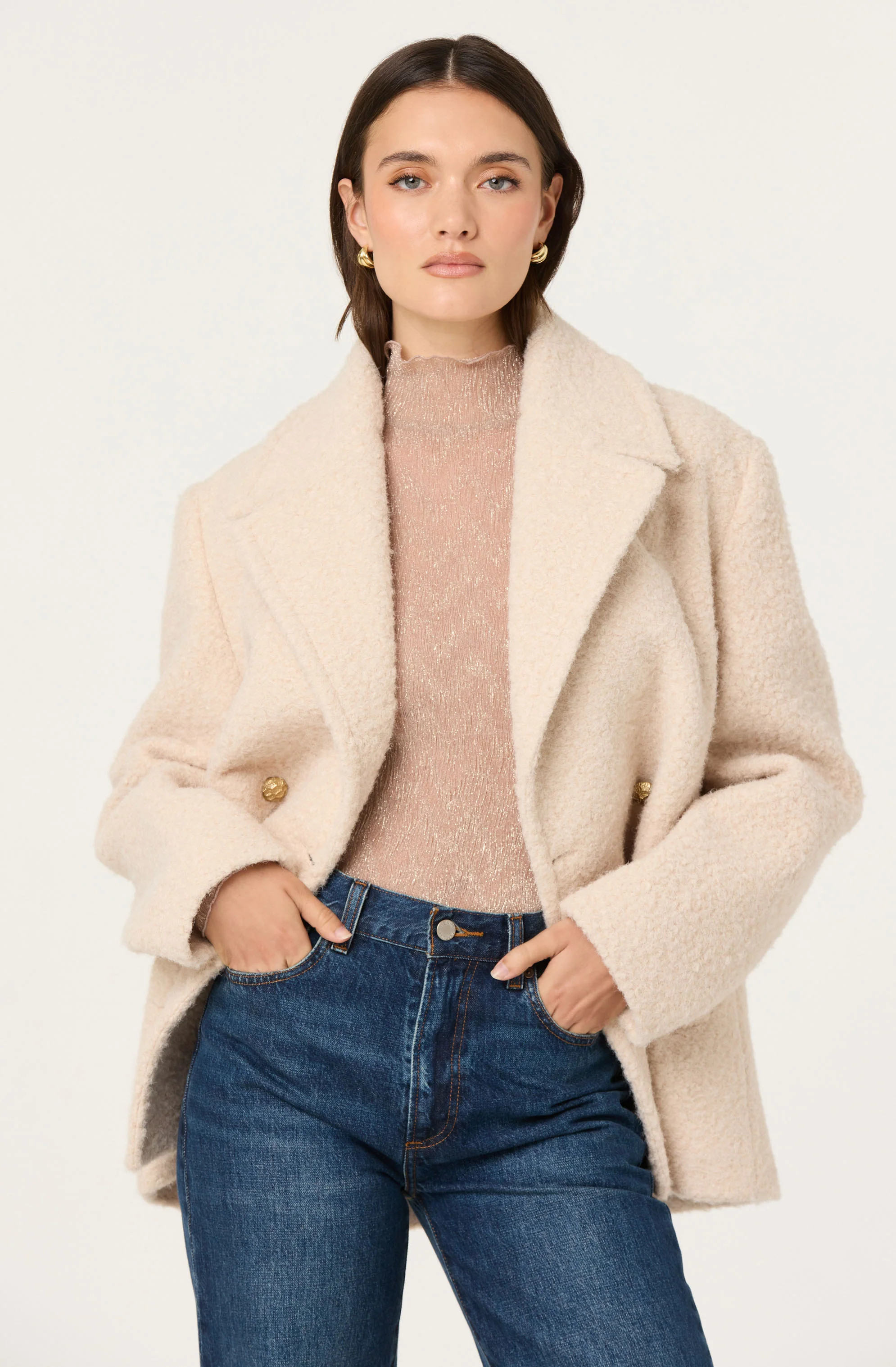 Jalyn Double Breasted Coat - Oatmeal / XS | ASTR The Label (US)