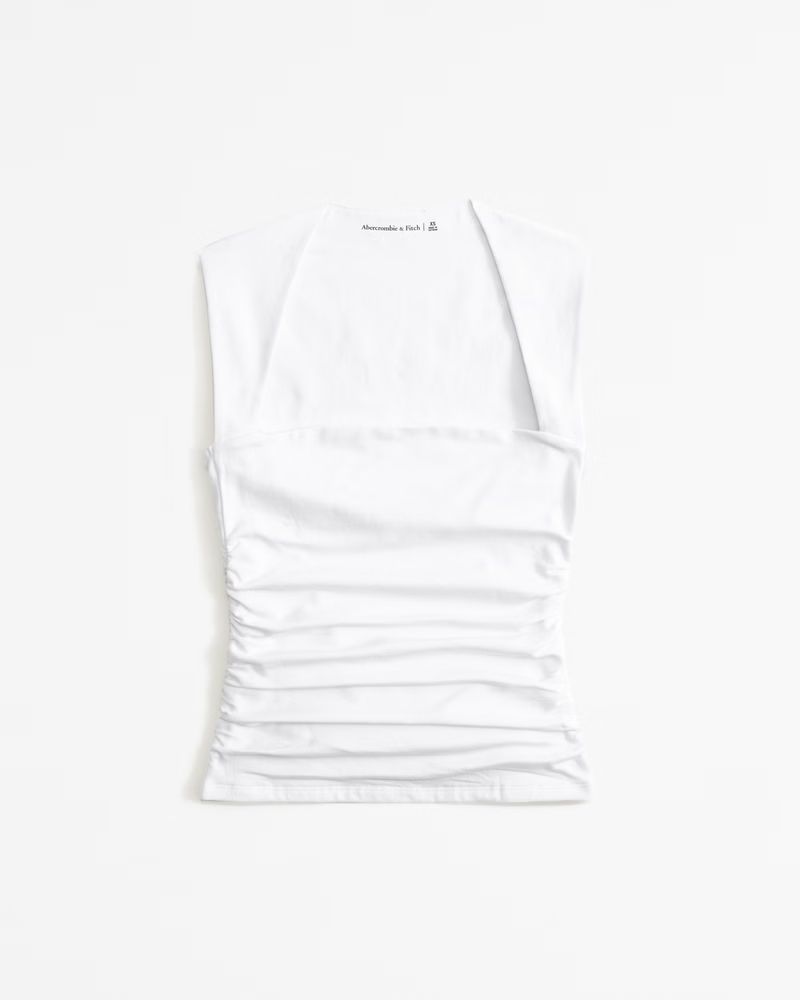 The A&F Ava Cotton-Blend Seamless Fabric Ruched Portrait Top | Abercrombie & Fitch (US)