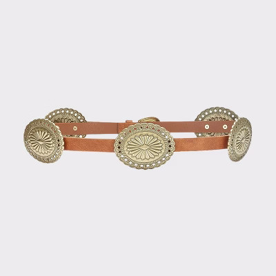 Women's Western Concho Belt - LASCANA - Camel Gold Solid MEDIUM | Target