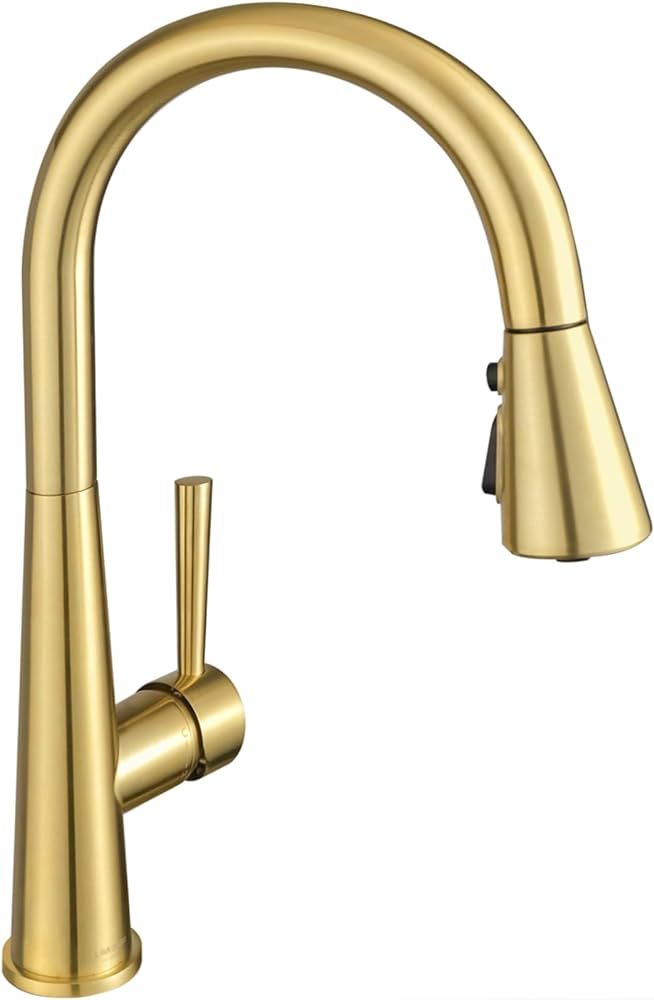 Gold Kitchen Faucet with Pull Down Sprayer, Lava Odoro Brushed Brass Single Handle Kitchen Sink F... | Amazon (US)