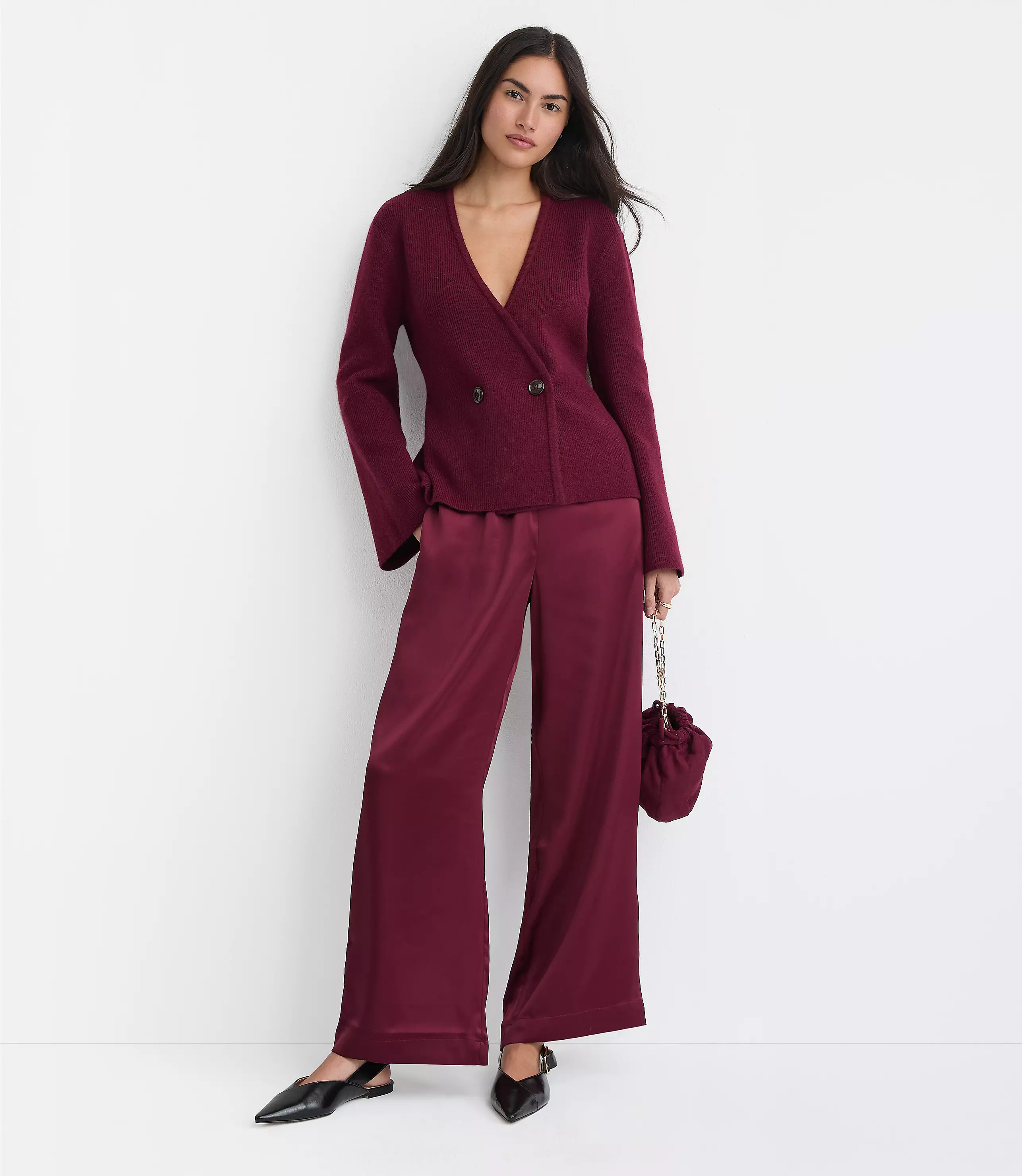 Ribbed Double Button Sweater Jacket | LOFT