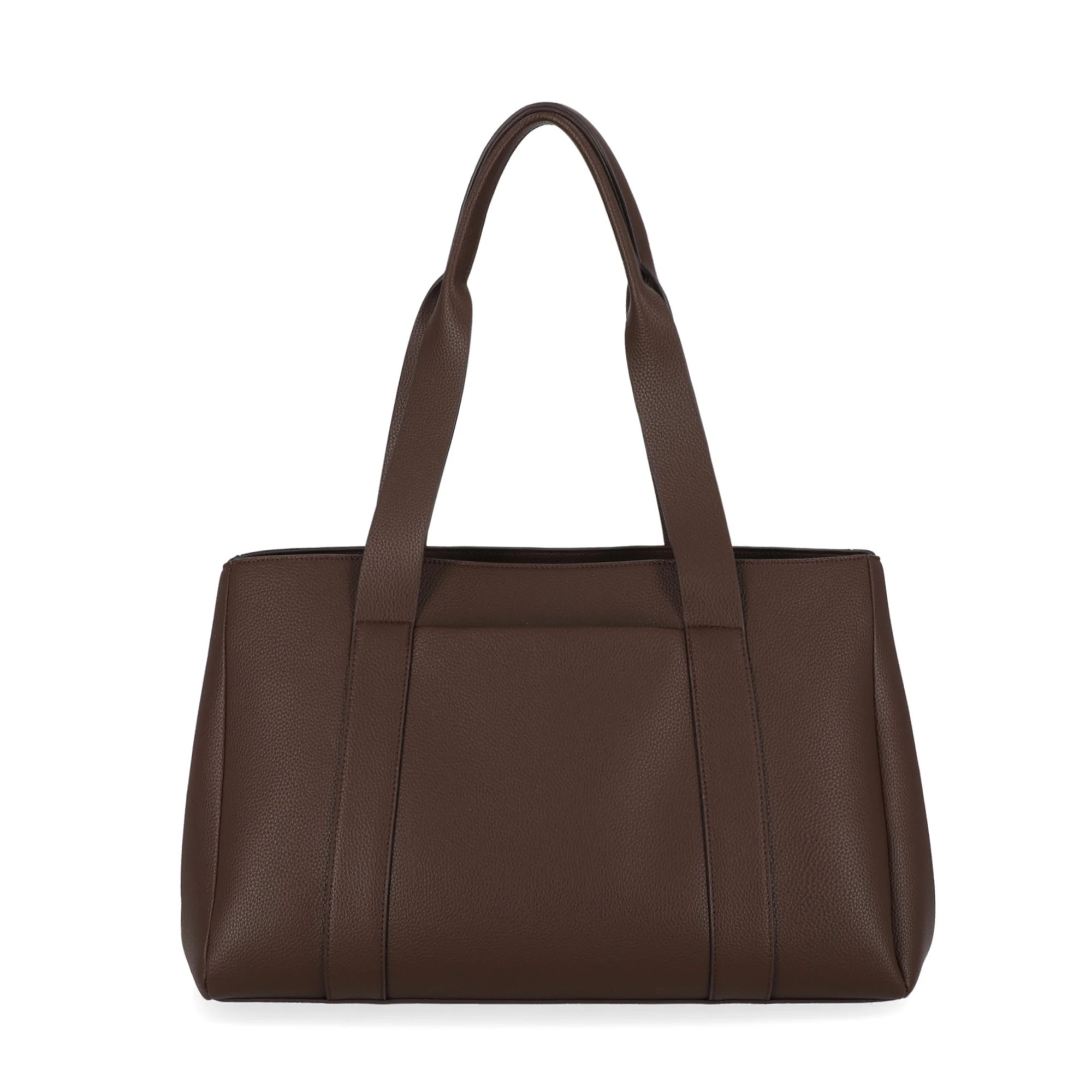 Free Assembly Women's Faux Leather Work Tote Handbag, Chocolate | Walmart (US)