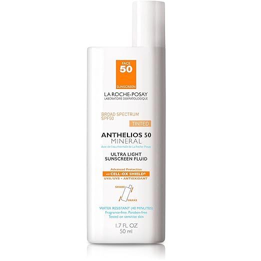 La Roche-Posay Anthelios Tinted Mineral Ultra-Light Fluid Broad Spectrum SPF 50, Face Sunscreen w... | Amazon (US)