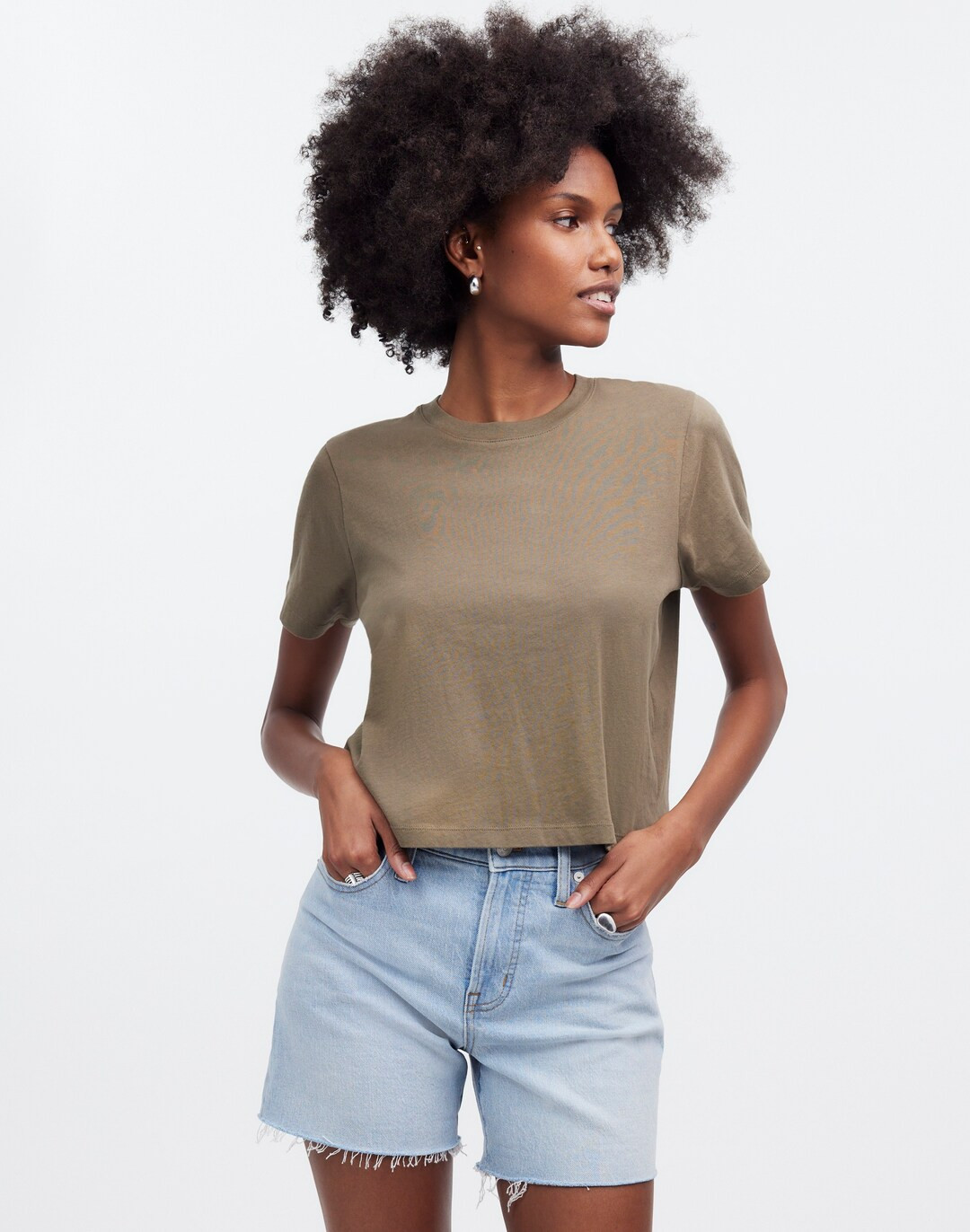 Softfade Cotton Boxy-Crop Tee | Madewell