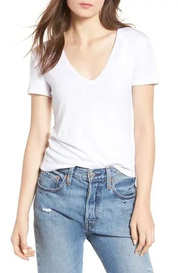 Women's All In Favor Rib Knit Tee, Size X-Small - White | Nordstrom