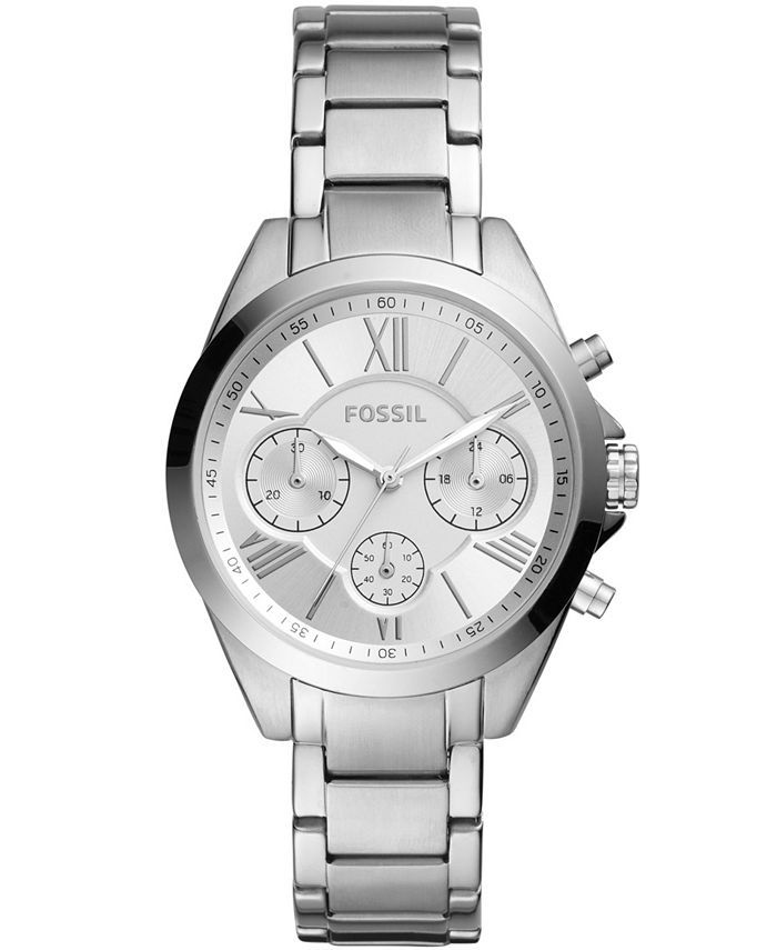 Fossil Women's Modern Courier Chronograph Stainless Steel Silver-Tone Watch 36mm & Reviews - Macy... | Macys (US)