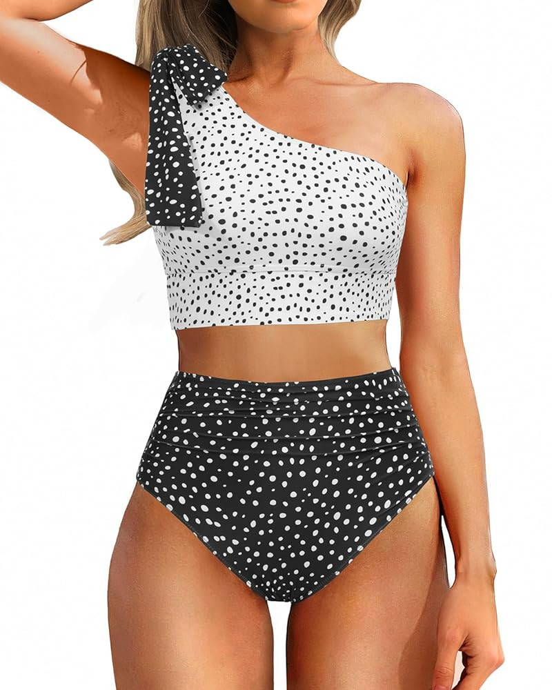 Tempt Me Women High Waisted Bikini Sets - Two Piece Swimsuits One Shoulder Bathing Suit with Full... | Amazon (US)