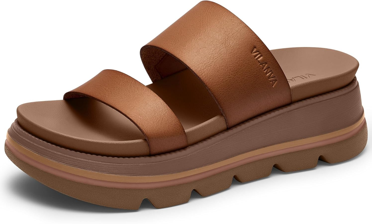 Vilanva Women's Platform Slip on Sandals Lightweight Comfortable Non-Slip Vacation Beach Chunky S... | Amazon (US)
