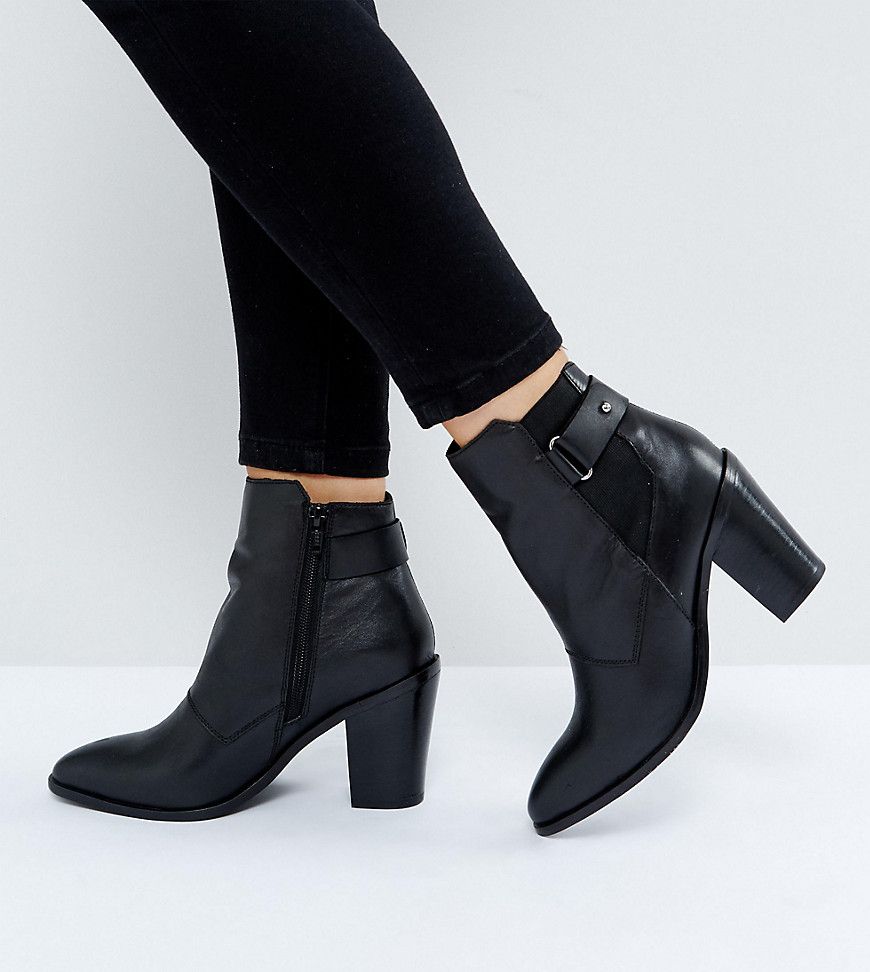 ASOS EFFINA Wide Fit Leather Ankle Boots - Black | ASOS US