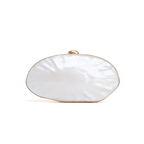 DONGSUO Pearl Shell Evening Clutch Bag, Gold Frame Ivory Acrylic Purse, Elegant Wedding Party Handbag for Women | Amazon (US)